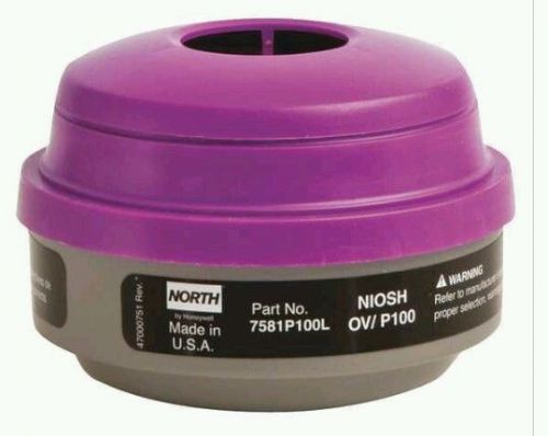 (6)north by honeywell 7581p100l respirator cartridge, ov p100 for sale