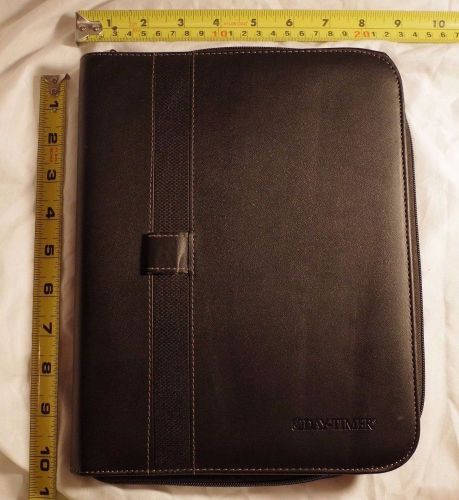 Day-Timer Desk Size Planner Binder Synthetic Black Gray Stitching- Gently Used
