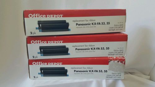 1219. NEW OFFICE DEPOT PANASONIC KX-FA 53 55 REPLACEMENT FAX RIBBON 2PK LOT OF 3