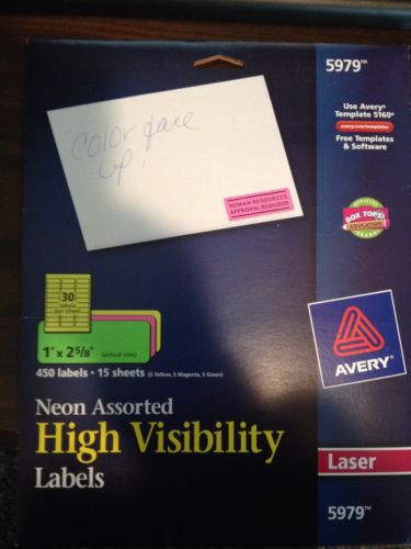 AVERY NEON HIGH VISIBILITY LABEL-  1&#034; x 2 5/8&#034;  Avery 5979  (150 TOTAL LABELS)