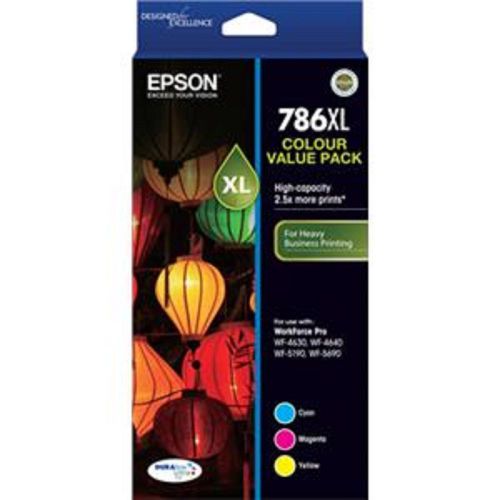 Genuine Epson 786XL 3 Colour Value Pack ink Pro WF-4630 4640 2000 pages per ink