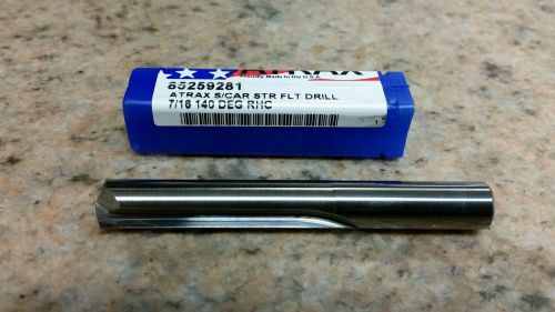 Atrax 7/16&#034; Solid Carbide 140° RHC Straight 2 Flute Drill Bit New