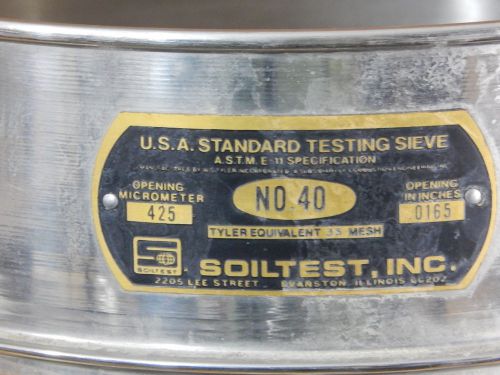Soiltest, Inc. #40 U.S.A. Standard Testing Sieve