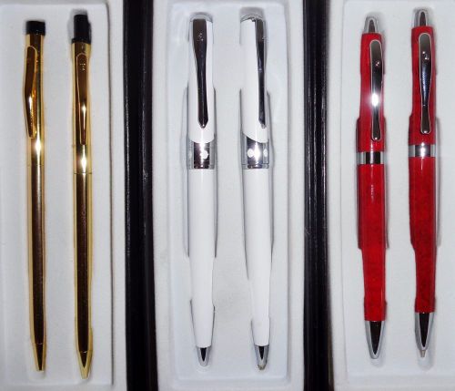 3 Pierre Cardin Boxed Mechanical Pencil &amp; Refillable Ball Pnt Pen Set Black Ink