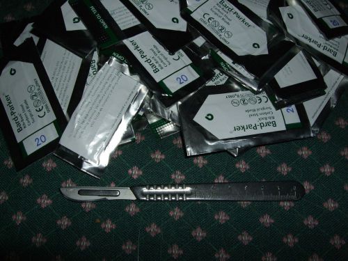 100 BARD PARKER #20  STAINLESS STEEL STERILE SURGICAL BLADES WITH #4 HANDLE