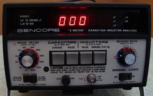 SENCORE LC53 Z METER CAPACITOR-INDUCTOR ANALYZER! Z METER ! CALIBRATED !