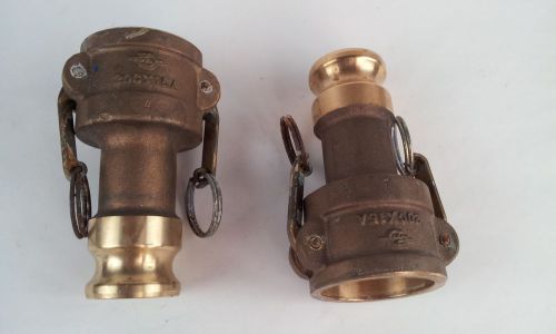 2 PT Couplings Camlock 2&#034; F to 1-1/2&#034;M Brass Adapters