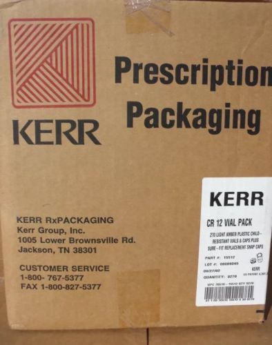 KERR RX CR-12 12 DRAM PRESCRIPTION VIALS 270 COUNT W/ CAPS, LIGHT AMBER