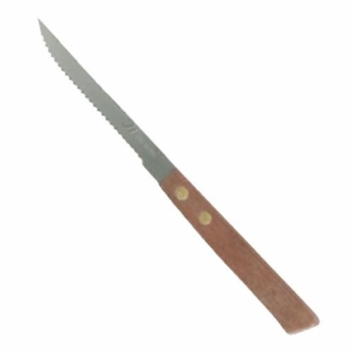 1DZ Stainless Steel 4-1/4&#034; Blade Steak Knife Wood Handle Serrted Edge SLSK017
