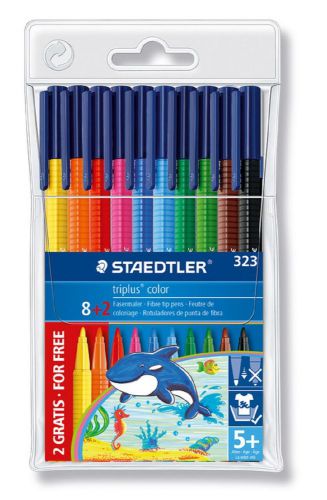 STAEDTLER Triplus Color Colour Fibre Felt Tip Pens / Markers 8 Plus 2 / 323 WP1