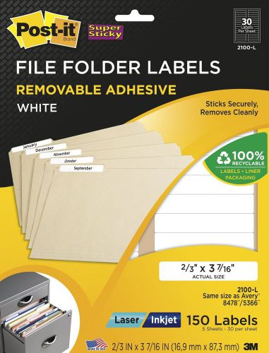 Post-it filing labels 2/3 x 3 7/16 inches 30 per sheet five sheets per pack (... for sale