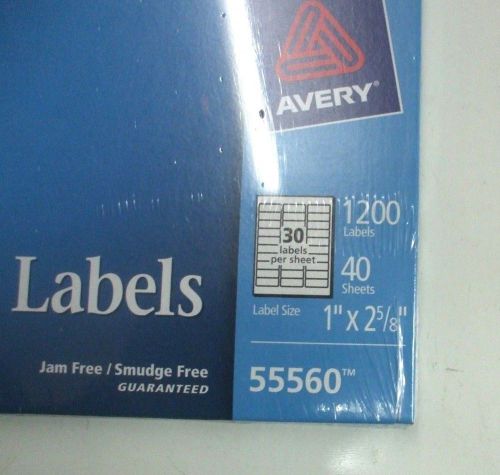 Avery 55560 Address Labels  1&#034; x 2 5/8&#034;, 40 Sheets, 1200 Labels, White
