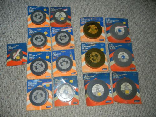 Lot of (15) norton  aluminum oxide grinding wheels 3&#034; 4&#034; 5&#034; coarse medium grit for sale