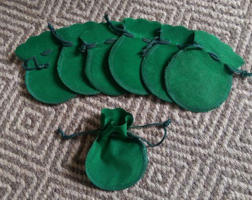 9 forest green jewelry pouches/bags size small* veleveteen* 3.5x3 inches*