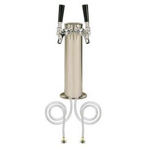 Kegco kc d4743dt-ss double tap stainless steel draft beer kegerator tower, 3&#034; for sale