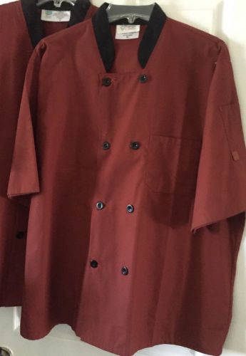Happy Chef Rust Colored Mens Chef Coat Jacket Short Sleeved - Size XL