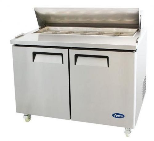 ATOSA MSF8302 48&#034; 2 DOOR SANDWICH PREP TABLE REFRIGERATED w/ CASTERS &amp; PANS