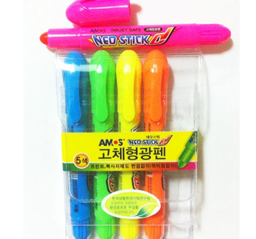 highlighter made in korea none toxic stationary pencil high quality 5 colors