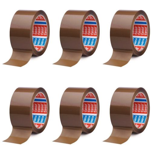 6 x TESA 64014 Brown Silent Acrylic Packing Duct Tape 50mm x 66m