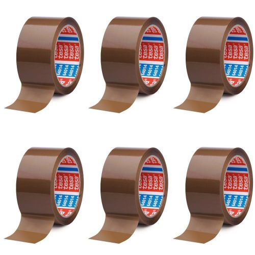6 x TESA 64014 Brown Silent Acrylic Packing Duct Tape 50mm x 66m