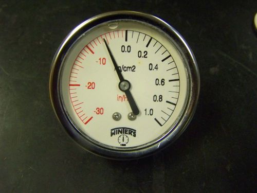 NOS 1953 Winter&#039;s Glycerin-Liquid Filled Low Pressure Gauge -30 in/HG 1.0 kg/cm2