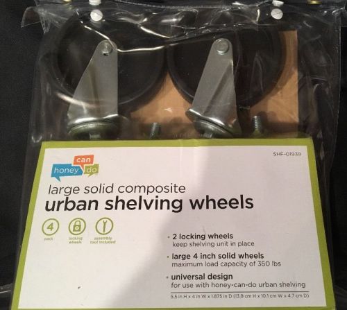 SET OF 8 4 INCH HONEY CAN DO CASTERS URBAN SHELVING LARGE SOLID COMPOSITE WHEELS