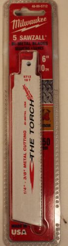 Milwaukee 48-00-5712 6 in. 10 tpi the torch sawzall blade (5 pk) new for sale