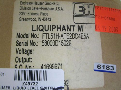 ENDRESS+HAUSER LIQUID LEVEL SWITCH FTL51H-ATE2DD4E5A *NEW IN BOX*