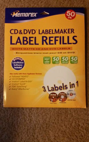 Memorex CD &amp; DVD Labelmaker Label Refills White Matte 23 sheets 46 label sets
