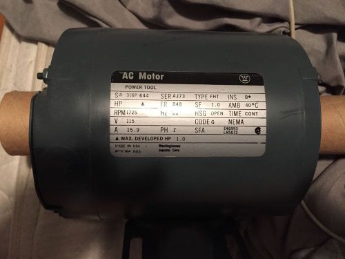 WESTINGHOUSE ELECTRIC MOTOR, 115 Volt, Type FHT, 1HP, FR B48, 1725 RPM,  NEW!!