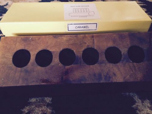 Test tube holder rack hand made of natural caramel colored stone holds 6 tubes for sale