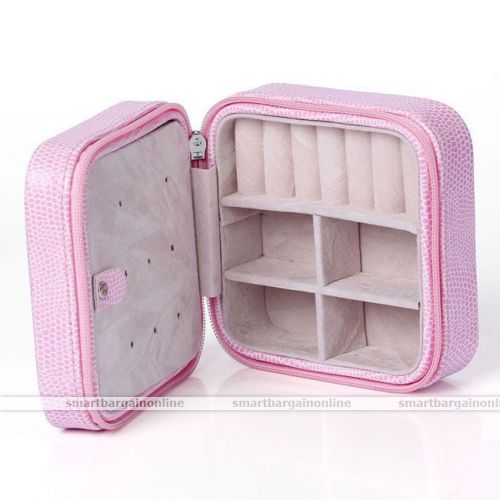 Travel portable leather zip jewelry display holder storage case organize box #1 for sale