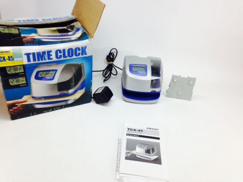 AMANO TCX-45 Atomic Electronic Time Clock Recorder working (NO KEY-still usable)