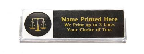 Scales of Justice Custom Name Tag Badge ID Pin Magnet for Paralegal Lawyer Judge