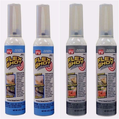 4 pack~  8oz FLEX SHOT JUMBO  Rubber Sealant Caulk Stop Leaks  AS SEEN ON  TV