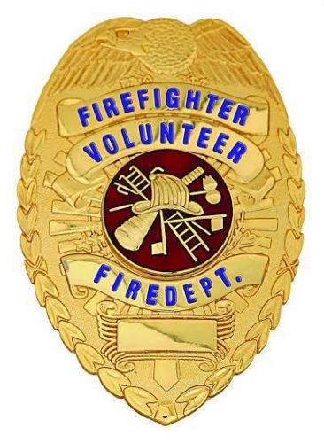 Obsolete New Vintage Modern Style Fire Fighter Volunteer Gold Silver Gold Badge