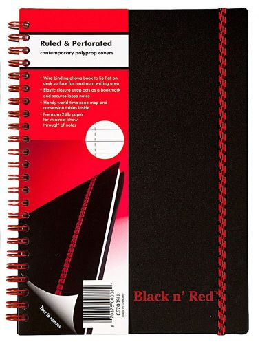 Black n&#039; Red Notebook Twin Wire  Poly Cover 8-1/4 x 5-7/8 Inches Black (C67009)