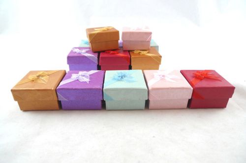 5 (+) Ring Jewelry Boxes With Sheer Bows Assorted Colors 1.5 x 1.5&#034;