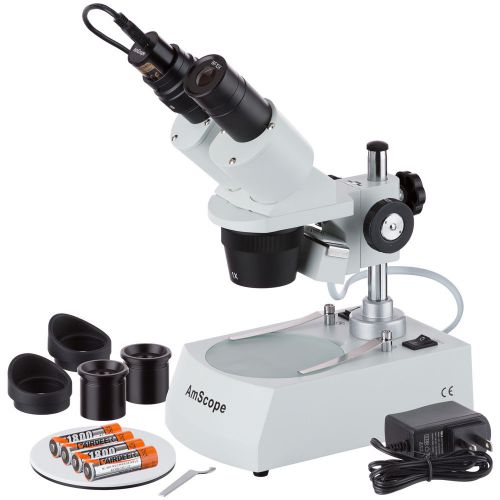 AmScope SE305R-PX-LED-E 5X-10X-15X-30X Cordless LED Stereo Microscope + Camera