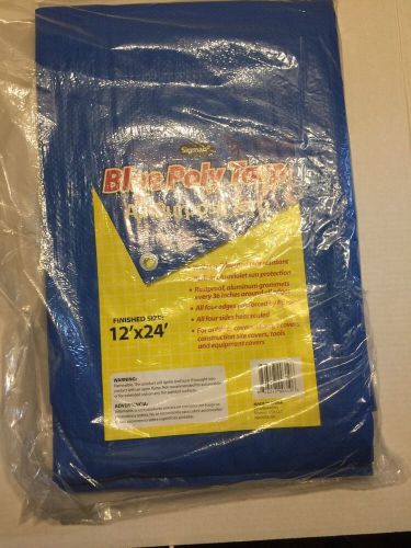 Sigman 12 ft. x 24 ft. blue tarp general purpose washable reusable cover for sale