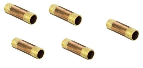 5 pack of brass pipe nipples size 1/8&#034; npt threads x 2&#034; long for sale