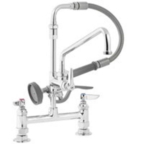 T&amp;S Brass B-0175-04 Pre-Rinse Unit 8&#034; deck mount base add-on faucet with 12&#034;...