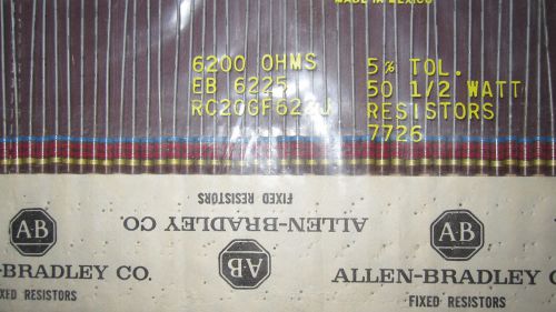 50 Allen Bradley Carbon Comp Resistors  6.2k ohms  1/2 watt  5%