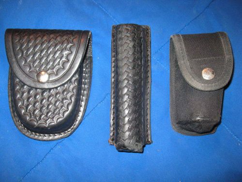 Leather Law Pro Handcuff, billie club, and pepper spray Case