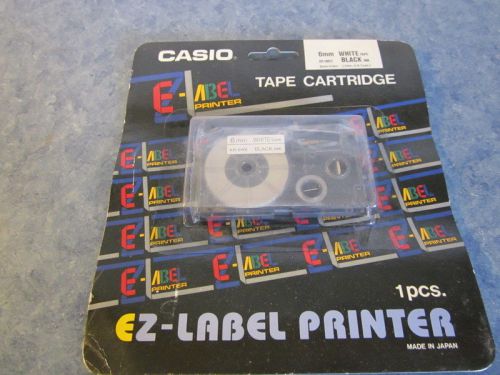 Casio ez-label printer universal tape cartridges  6mm white &amp; black kr-6wes for sale