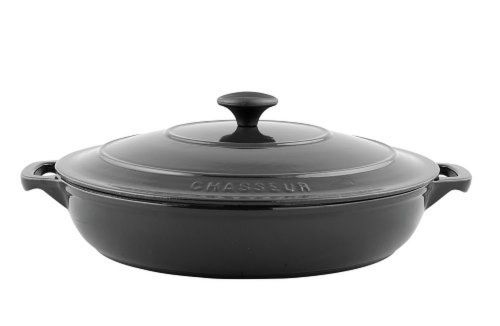 Paderno World Cuisine 3-Quart Rondeau Pan with Lid, Large, Black
