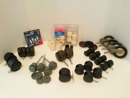 Large lot of Caster Wheels Rubber Leg Tips Coasters Gliders Variety of Sizes