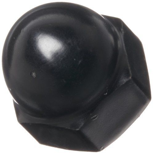 Small parts steel acorn nut, black powder-coated finish, right hand threads, for sale