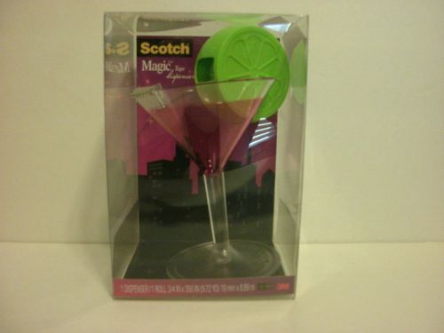 Scotch magic tape dispenser martini lime cocktail glass nib for sale