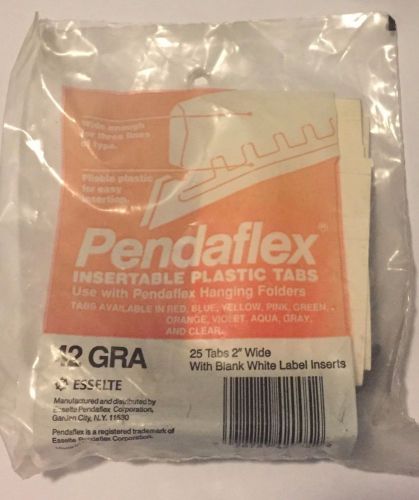 Pendalfex Insertable Plastic Tabs  42 GRA (Gray) Pack of 25 Tabs with Inserts